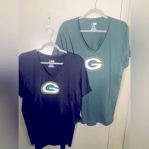 NWT. Bundle of 2 Green Bay V neck t-shirts.